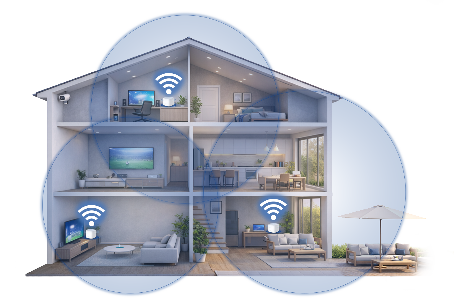 Pokrytí Wi-Fi mesh systémem